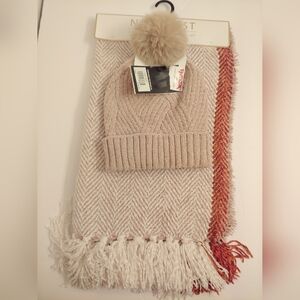 Nine West Faux Fur Pom Beanie And Scarf Set